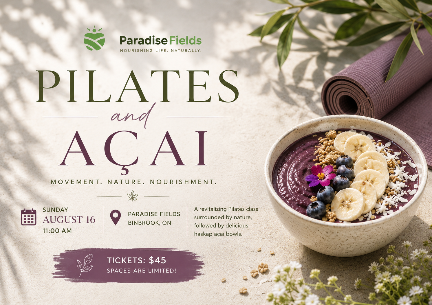 Pilates in The Greenhouse - Sunday August 16, 2026