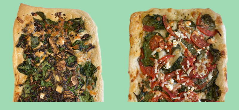 Flat bread Mushroom, Spinach and Cashew Cheese