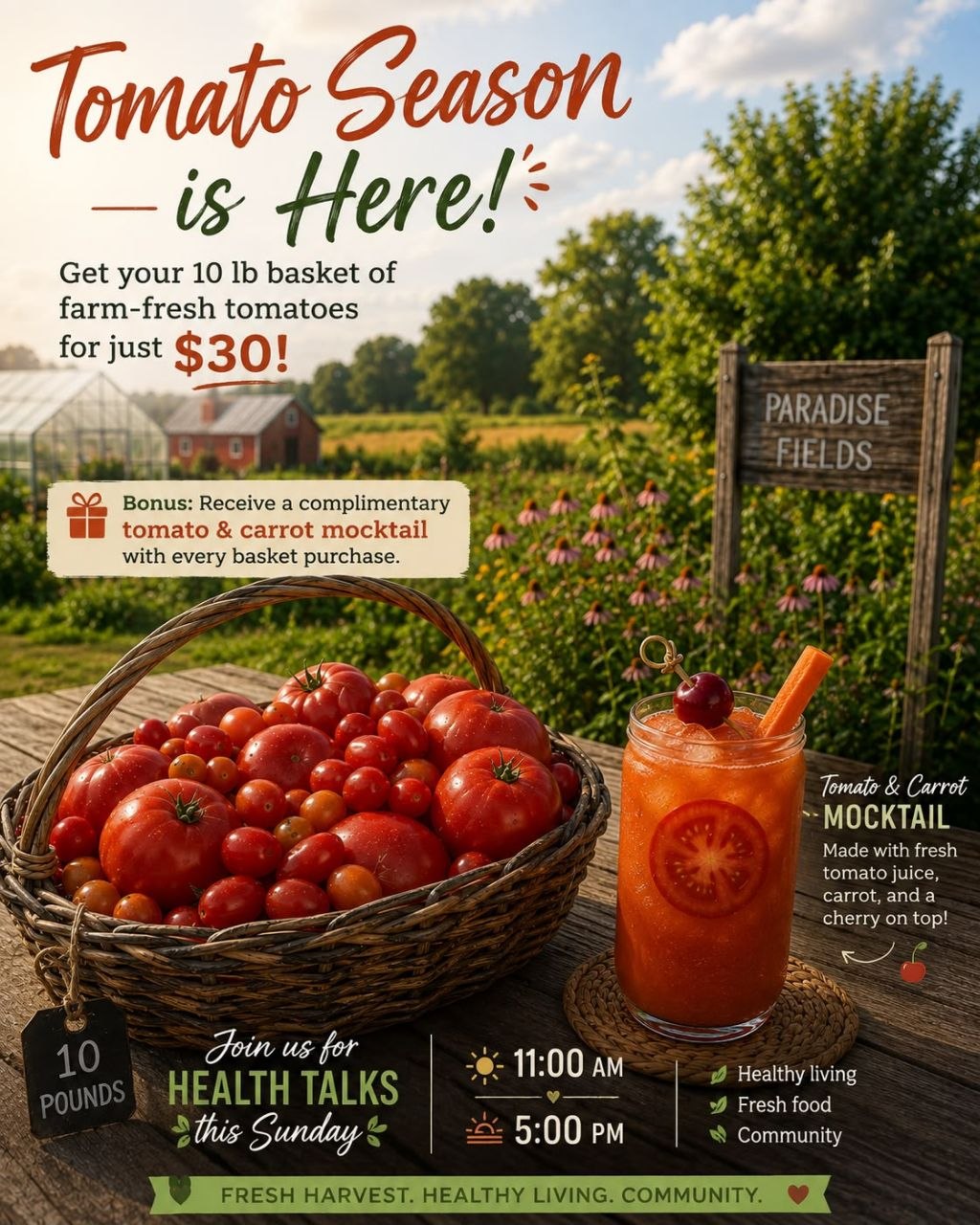 Sunday Health Talks at Paradise Fields — Tomato Season Edition