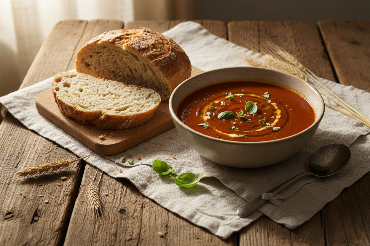 Einkorn Bread  & Tomato Soup